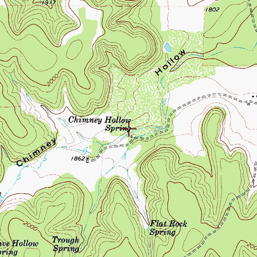 Topographic Map of Chimney Hollow Spring, TX