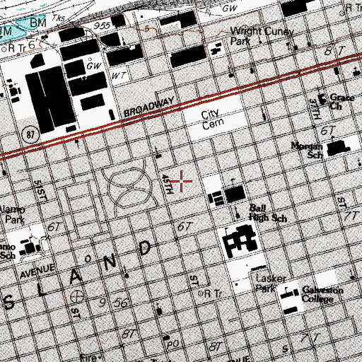 Topographic Map of Chimney Marine Hospital, TX