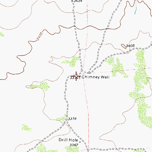 Topographic Map of Chimney Well, TX