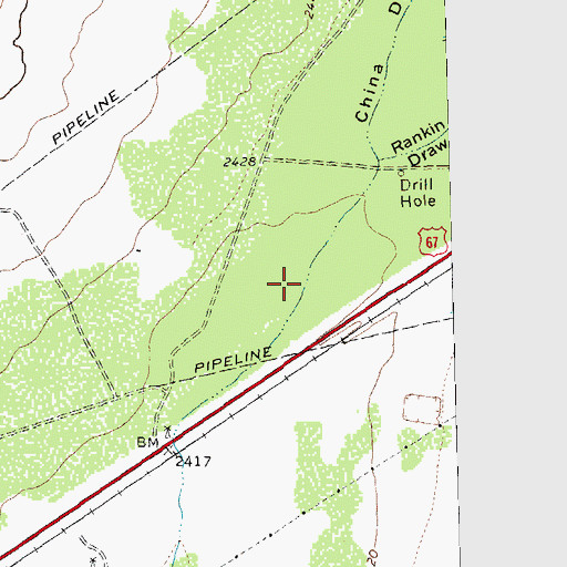 Topographic Map of China Draw, TX