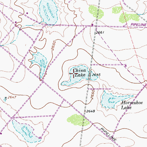 Topographic Map of China Lake, TX