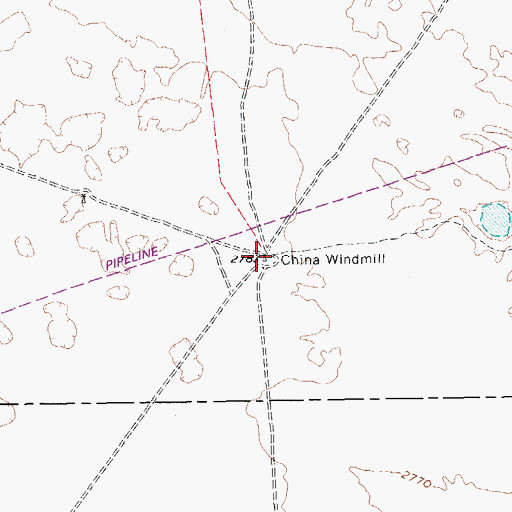 Topographic Map of China Windmill, TX