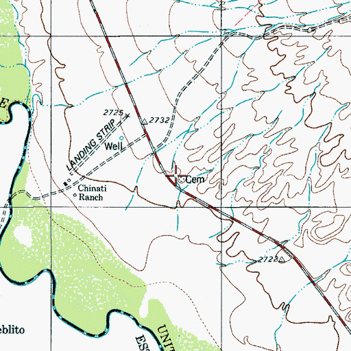 Topographic Map of Chinati Cemetery, TX