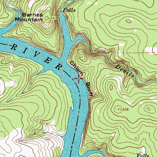 Topographic Map of Chism Bluff, TX