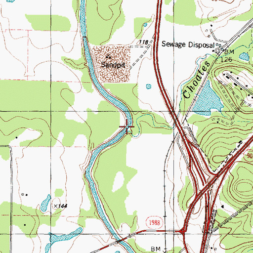 Topographic Map of Choates Creek, TX