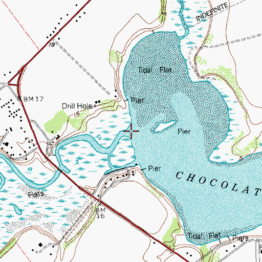 Topographic Map of Chocolate Bayou, TX