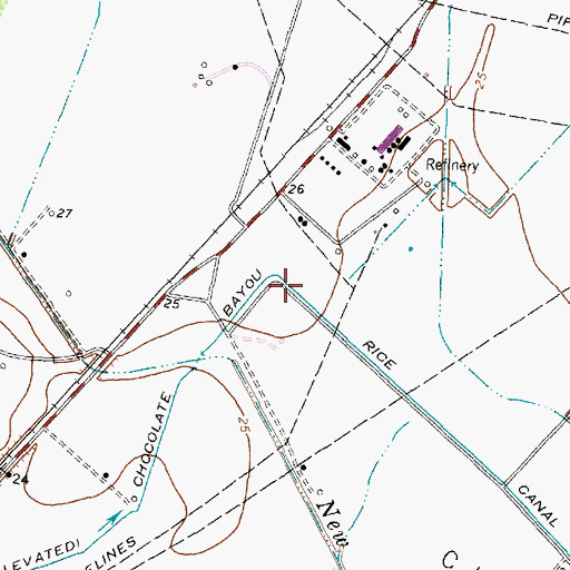 Topographic Map of Chocolate Bayou Rice Canal, TX