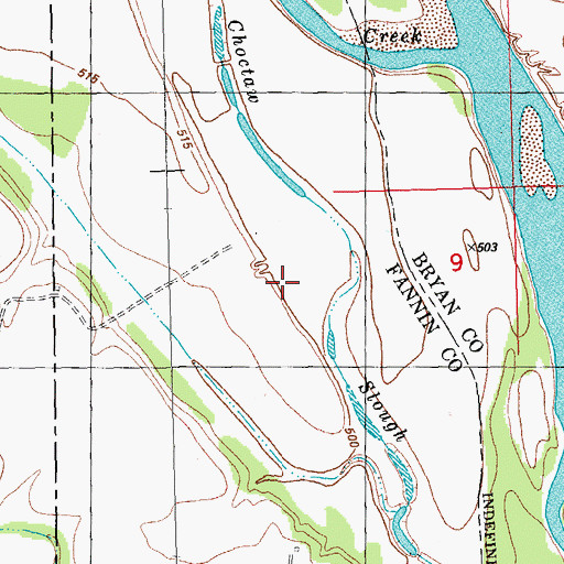 Topographic Map of Choctaw Slough, TX