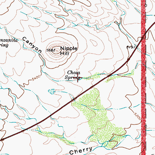 Topographic Map of Choza Spring, TX