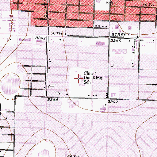 Topographic Map of Christ the King School, TX