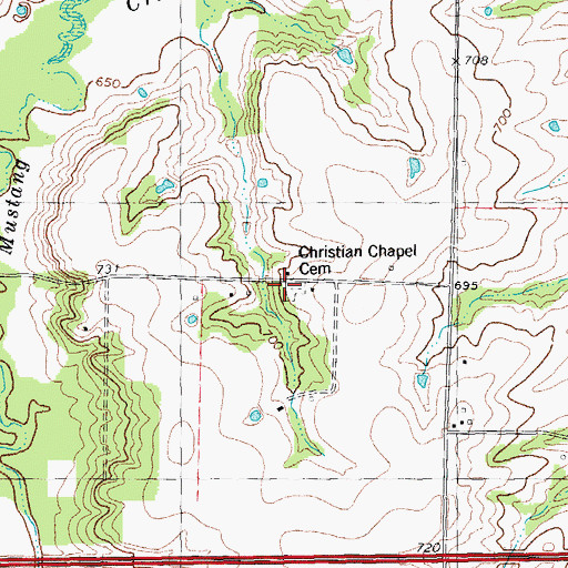 Topographic Map of Christian Chapel Cemetery, TX