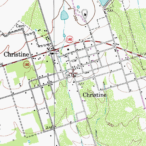 Topographic Map of Christine, TX