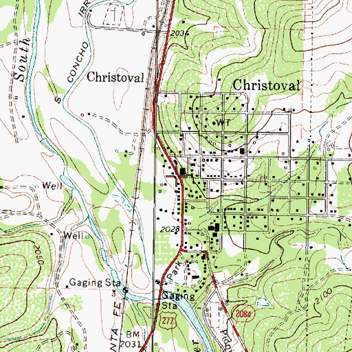 Topographic Map of Christoval, TX