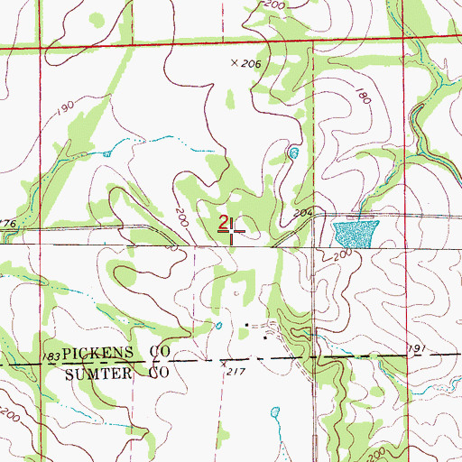 Topographic Map of Adams Cemetery, AL