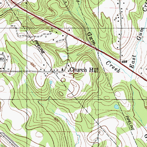 Topographic Map of Church Hill School, TX