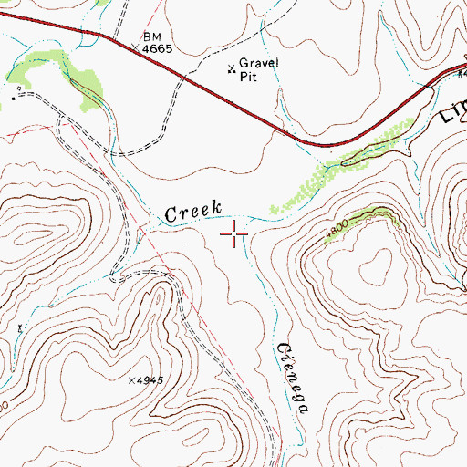 Topographic Map of Cienega Creek, TX