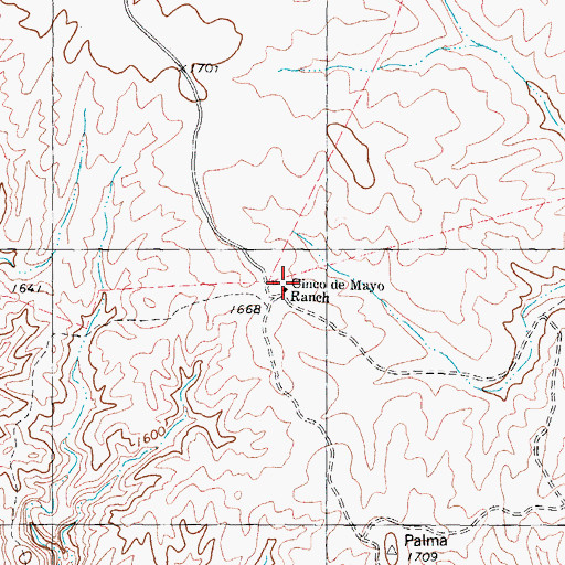 Topographic Map of Cinco de Mayo Ranch, TX