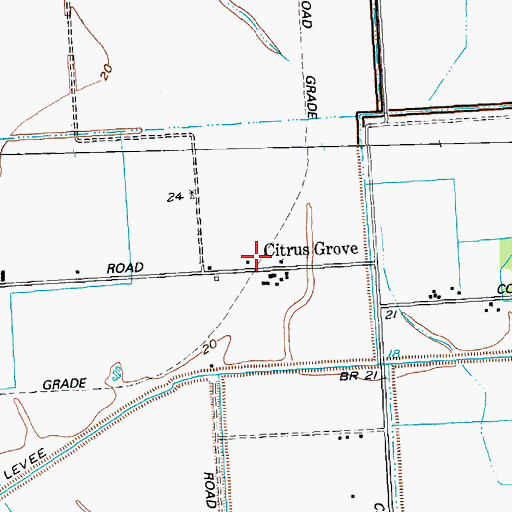 Topographic Map of Citrus Grove School, TX