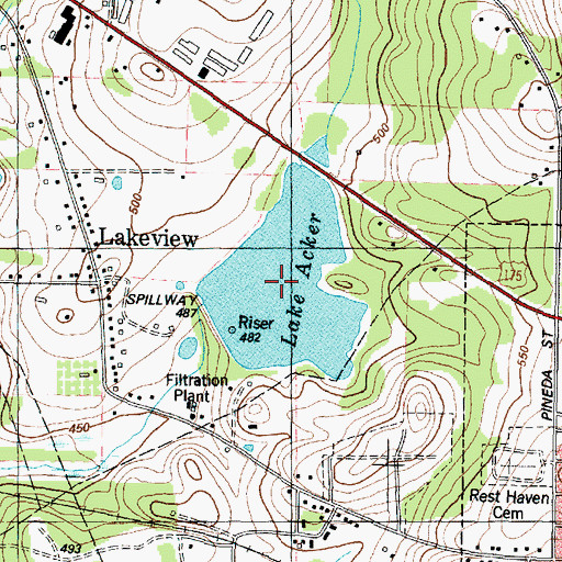 Topographic Map of Lake Acker, TX