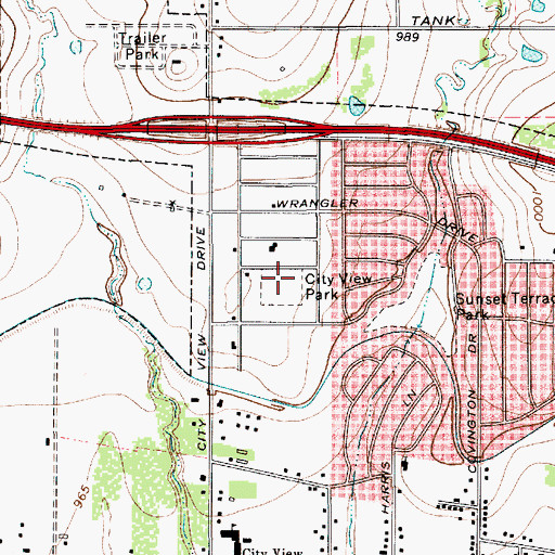 Topographic Map of City View Park, TX