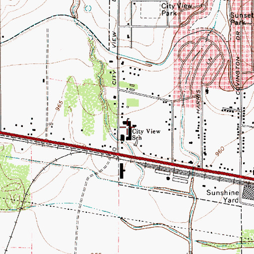 Topographic Map of City View School, TX