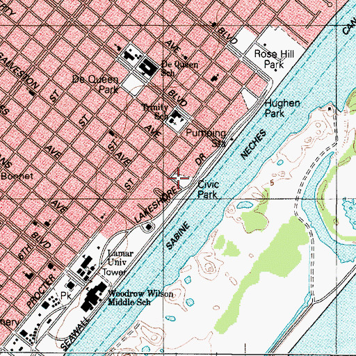 Topographic Map of Civic Park, TX