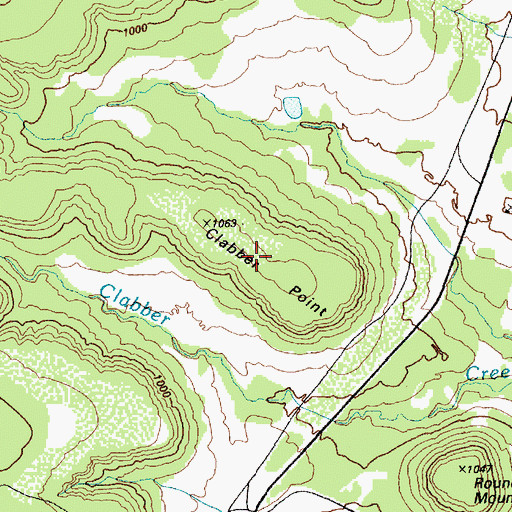 Topographic Map of Clabber Point, TX