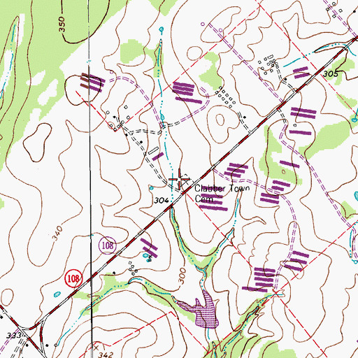 Topographic Map of Clabber Town Cemetery, TX