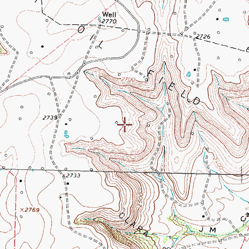 Topographic Map of Clara Couch Oil Field, TX