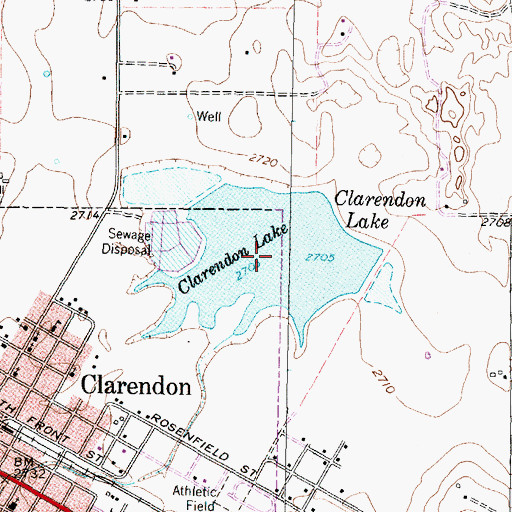 Topographic Map of Clarendon Lake, TX