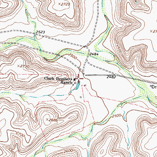 Topographic Map of Clark Brothers Ranch, TX