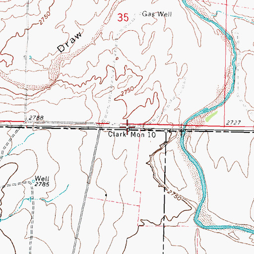 Topographic Map of Clark Monument 10, TX