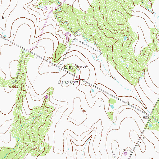 Topographic Map of Clarks Cemetery, TX