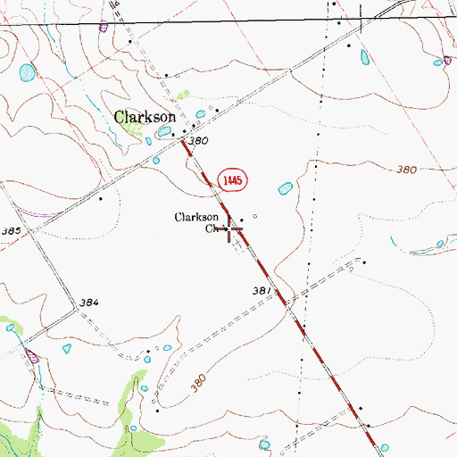 Topographic Map of Clarkson Church, TX