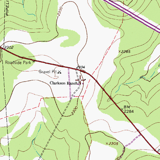Topographic Map of Clarkson Ranch, TX
