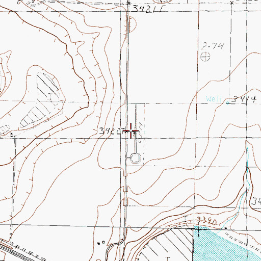 Topographic Map of Claude Cemetery, TX