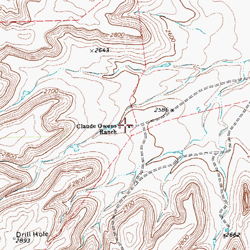 Topographic Map of Claude Owens Ranch, TX