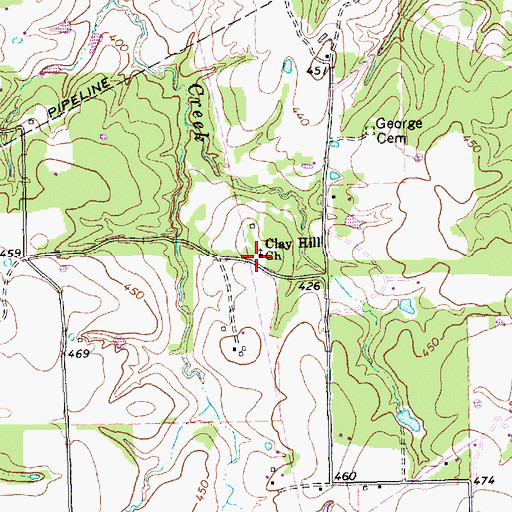 Topographic Map of Clay Hill Church, TX