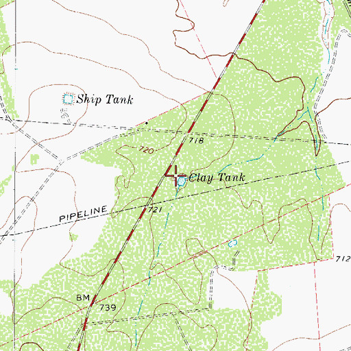 Topographic Map of Clay Tank, TX
