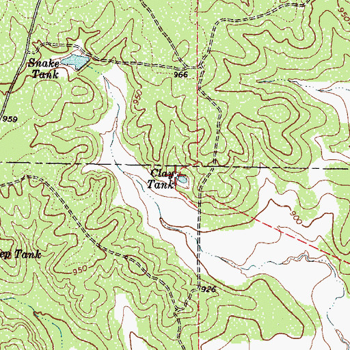Topographic Map of Clay Tank, TX