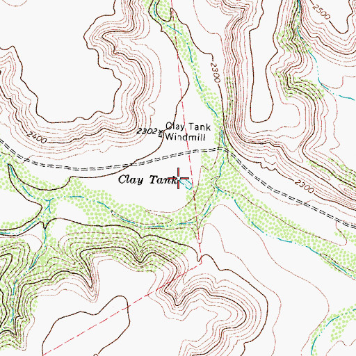 Topographic Map of Clay Tank, TX