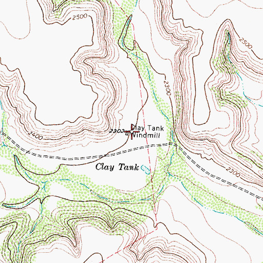 Topographic Map of Clay Tank Windmill, TX