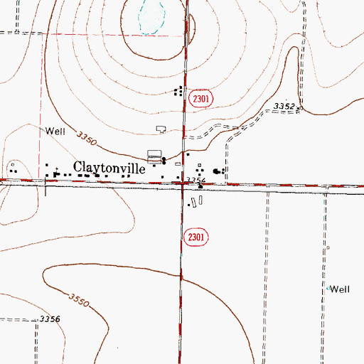Topographic Map of Claytonville, TX