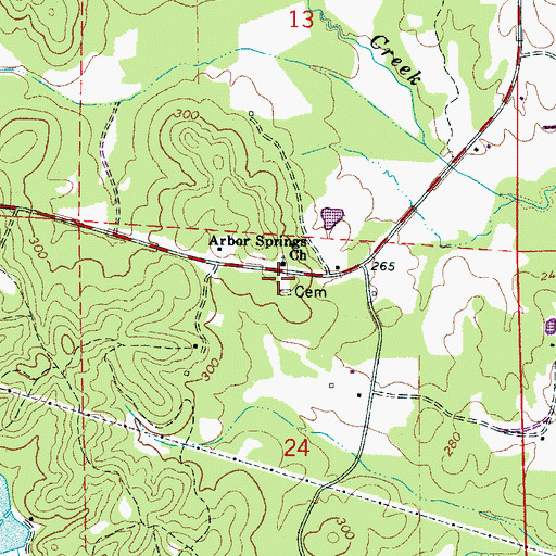 Topographic Map of Arbor Spring School (historical), AL