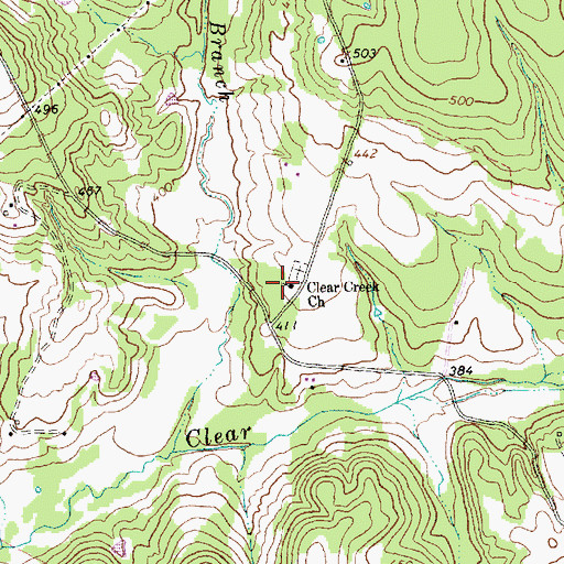 Topographic Map of Clear Creek Church, TX