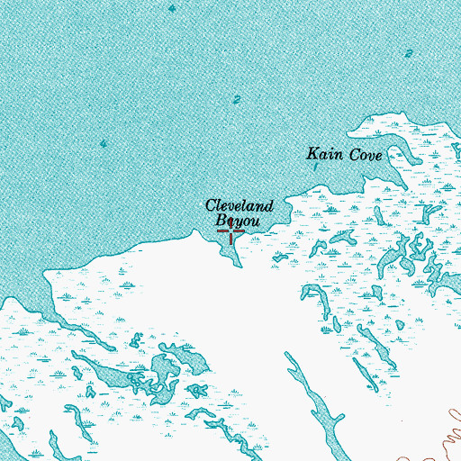 Topographic Map of Cleveland Bayou, TX