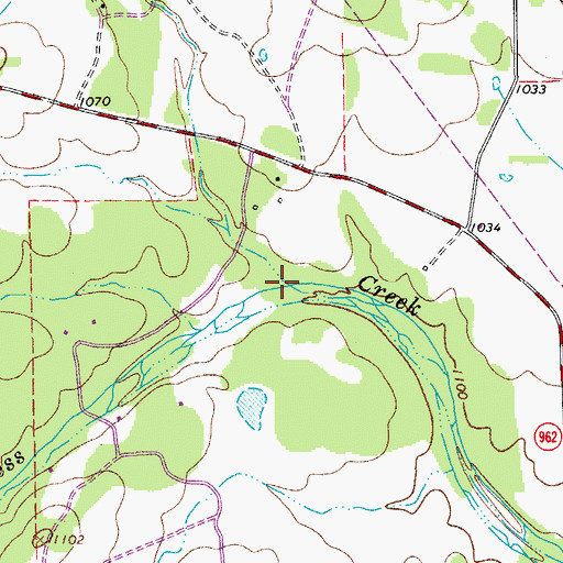 Topographic Map of Cleveland Branch, TX