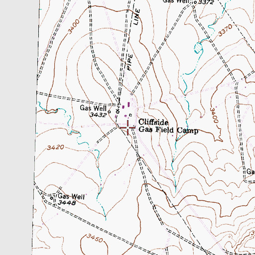 Topographic Map of Cliffside Gas Field Camp, TX