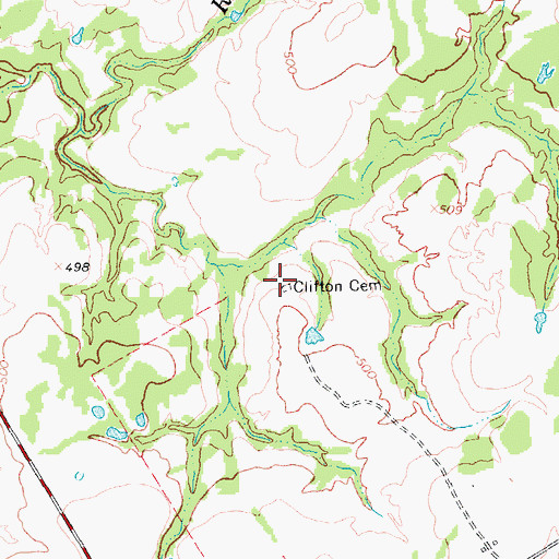 Topographic Map of Clifton Cemetery, TX