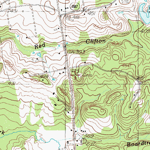 Topographic Map of Clifton Cemetery, TX